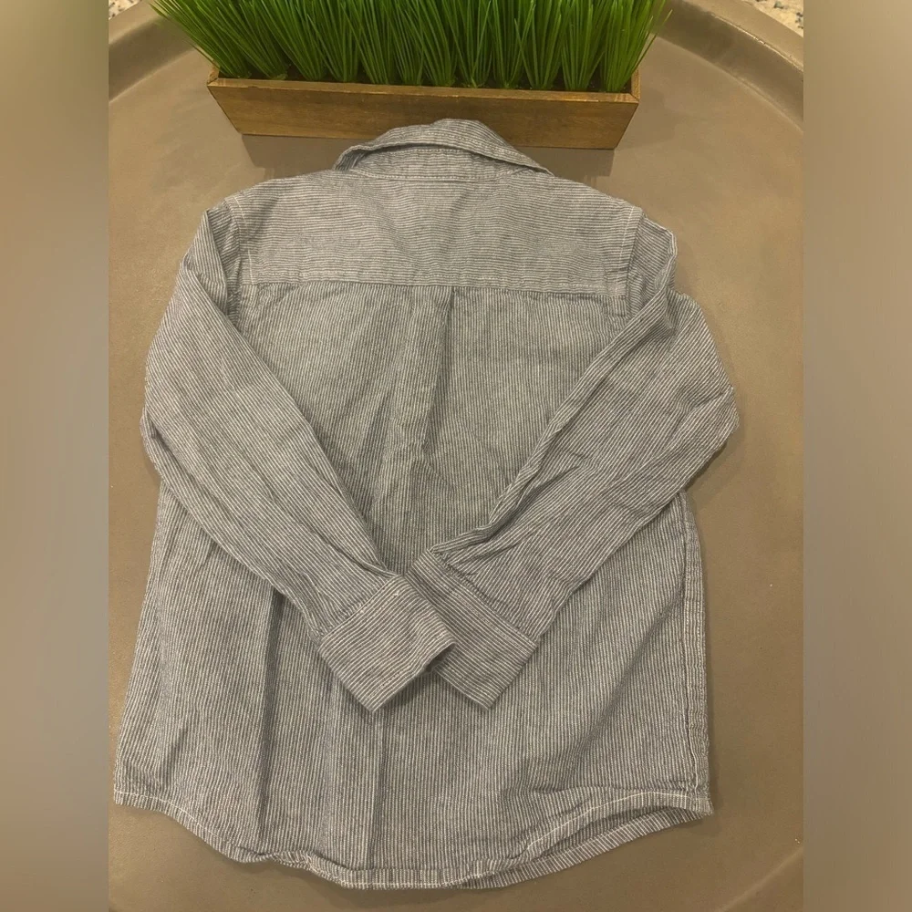 Gymboree Boys Long Sleeve Denim Blue/White Striped Button Down Size 4T